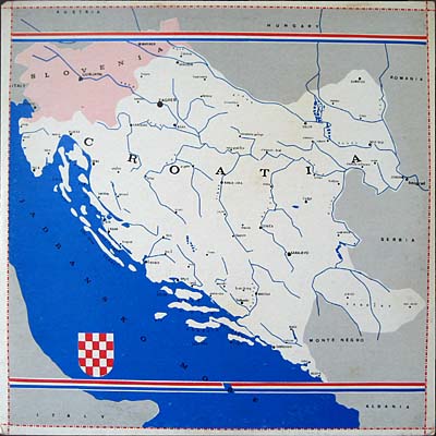 Mapa NDH. The map of 1940s Croatia.