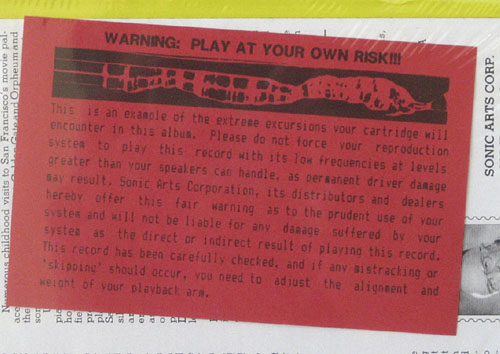 low frequency warning on a record from  Sonic Arts