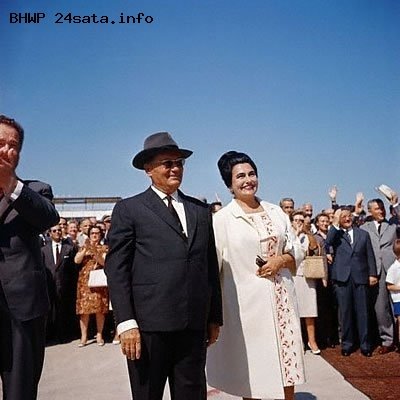 Josip Broz Tito and Jovanka Broz at Belgrade airport